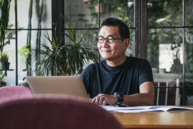 Man looking at laptop